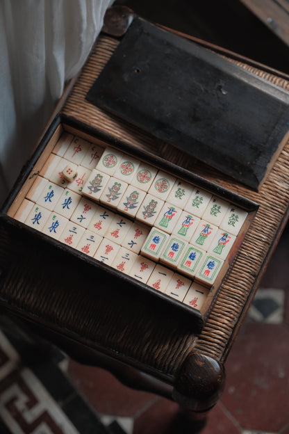Vintage 1960s Hand-carved Sichuan-crafted bamboo and bone mahjong set