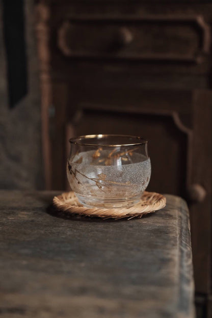 日本製•昭和磨砂玻璃描金藤碟冷茶杯(250ml)