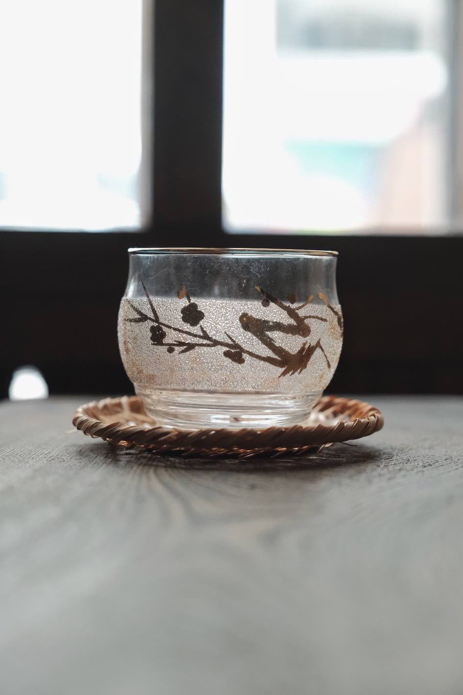 日本製•昭和磨砂玻璃描金藤碟冷茶杯(250ml)