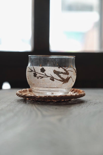 日本製•昭和磨砂玻璃描金藤碟冷茶杯(250ml)