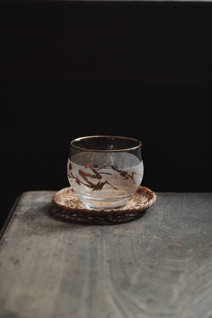 日本製•昭和磨砂玻璃描金藤碟冷茶杯(250ml)