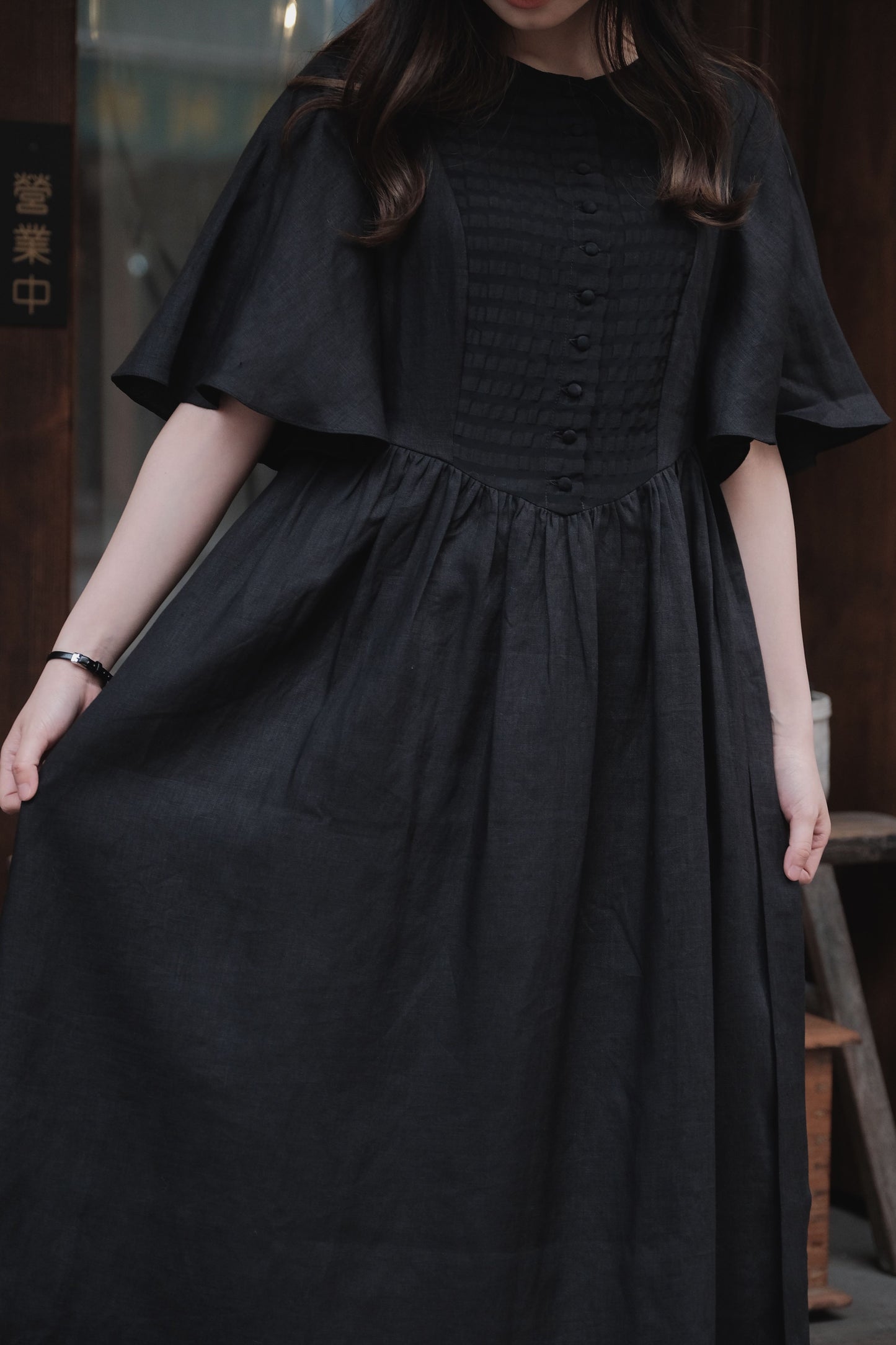 Trumpet sleeve frock
